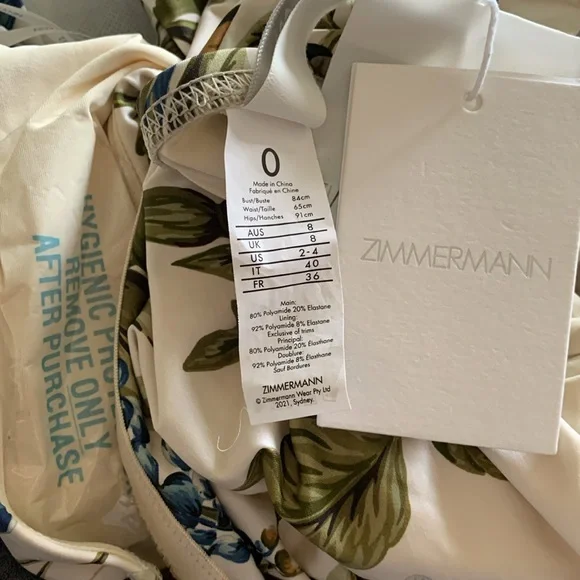 NWT Zimmerman Aliane scarf tie floral bandeau one piece swimsuit, sz 0 - Picture 6 of 6